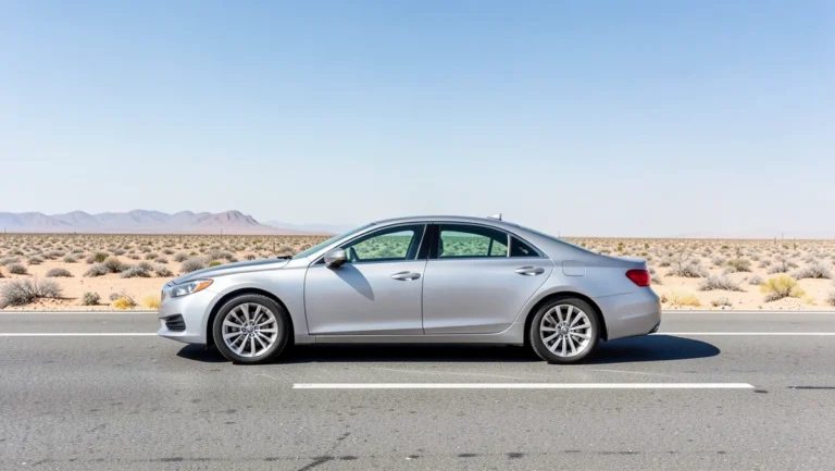 Silver sedan driving on an open highway, representing a well-maintained car built to reach high mileage