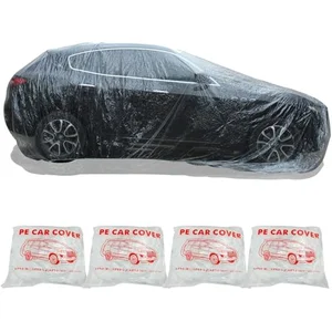 MouJeHom clear plastic car cover 4-pack with elastic band for garage and rain protection
