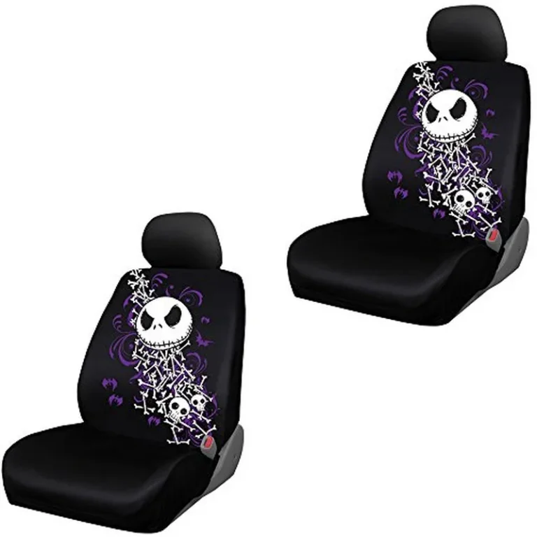 Officially licensed Disney Nightmare Before Christmas Jack Skellington car seat covers pair installed on front seats