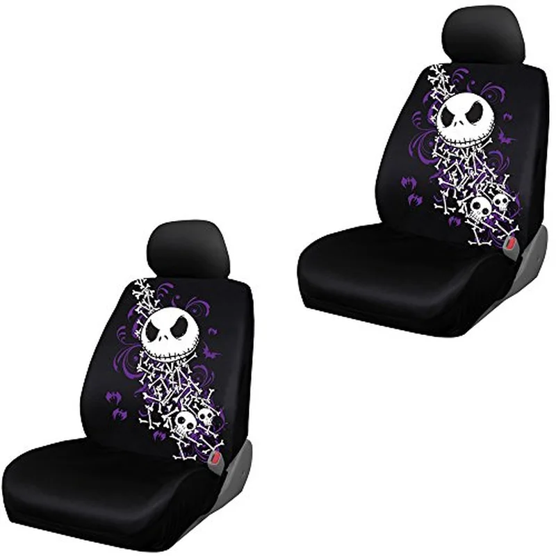 Officially licensed Disney Nightmare Before Christmas Jack Skellington car seat covers pair installed on front seats