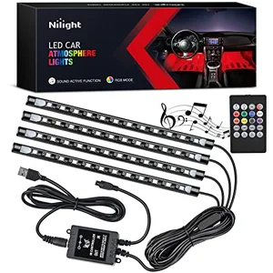 Nilight 4-piece 48-LED car interior USB accent light kit with remote control