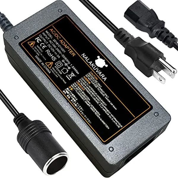 AC to DC Converter 110V to 12V 5A 60W car cigarette lighter adapter wall plug outlet female socket