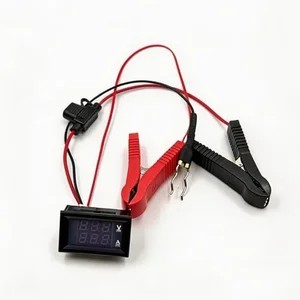 Digital parasitic battery drain tester with alligator clip leads and fuse adapters