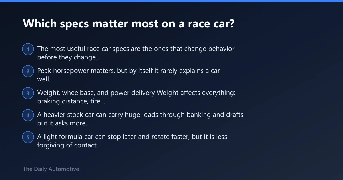 Steps: Which specs matter most on a race car?