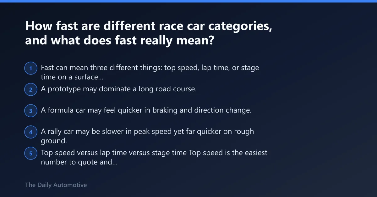 Steps: How fast are different race car categories, and what does fast really mean?