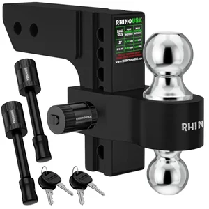Rhino USA adjustable trailer hitch ball mount with dual locking pins for a 2-inch receiver