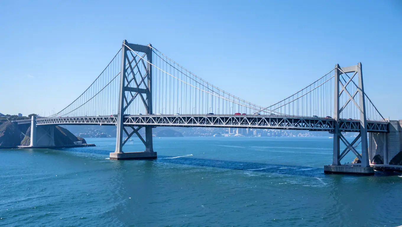 San Francisco-Oakland Bay Bridge double-deck suspension span over the bay