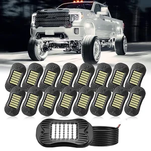 SHINIGHT 16 Pod White LED Rock Lights kit, 6000K pure white, IP68 waterproof
