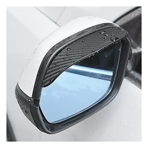 Waterproof smoke visor guard installed above a car side mirror to deflect rain