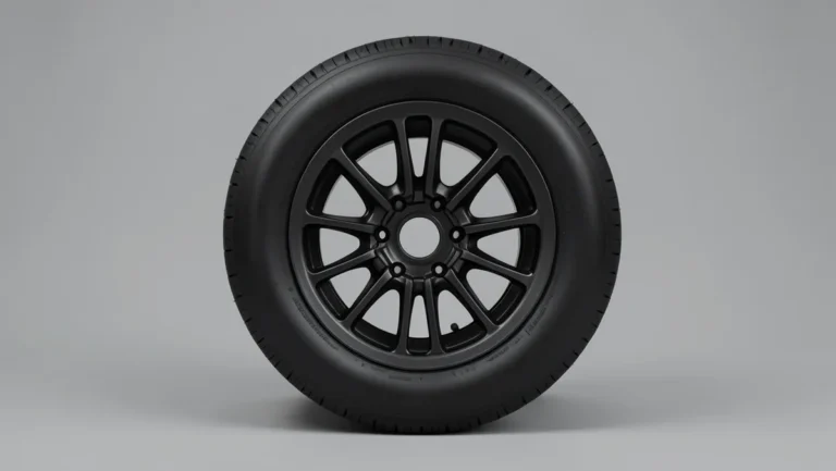 Generic car wheel and tire, illustrating standard tire construction versus solid rubber