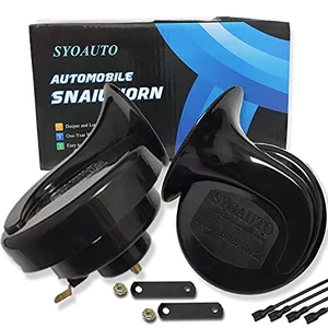 SYOAUTO 12V universal waterproof car horn replacement kit box and horns