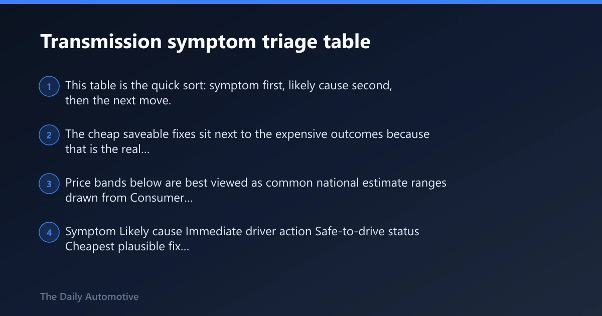 Steps: Transmission symptom triage table