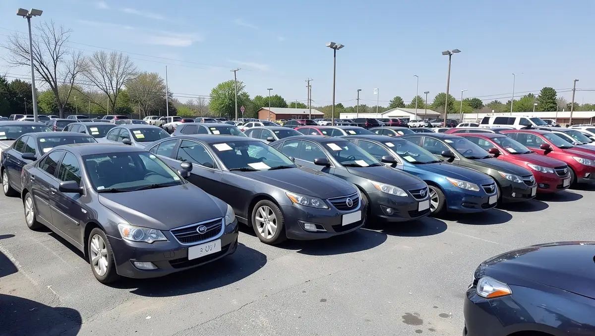 Used rental fleet vehicles for sale on a dealer lot