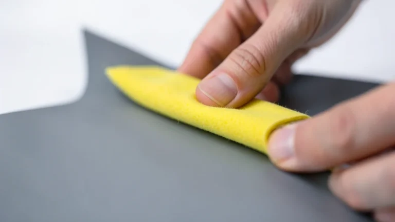 Close-up of a squeegee smoothing vinyl wrap film, part of the labor cost behind a professional car wrap install