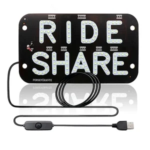 YSY Juren LED rideshare window sign for Uber and Lyft drivers, ice blue