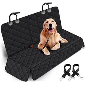 Yuntec waterproof bench-style dog car seat cover with adjustable straps and middle armrest access
