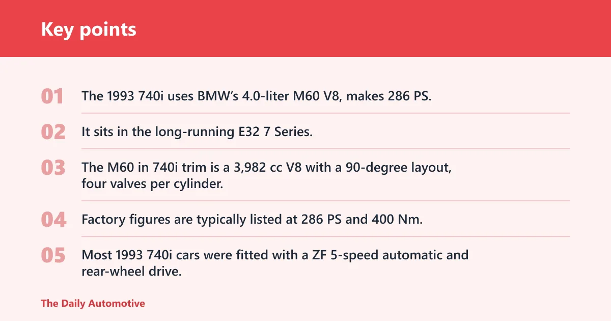 Key points: What are the 1993 BMW 740i specs?
