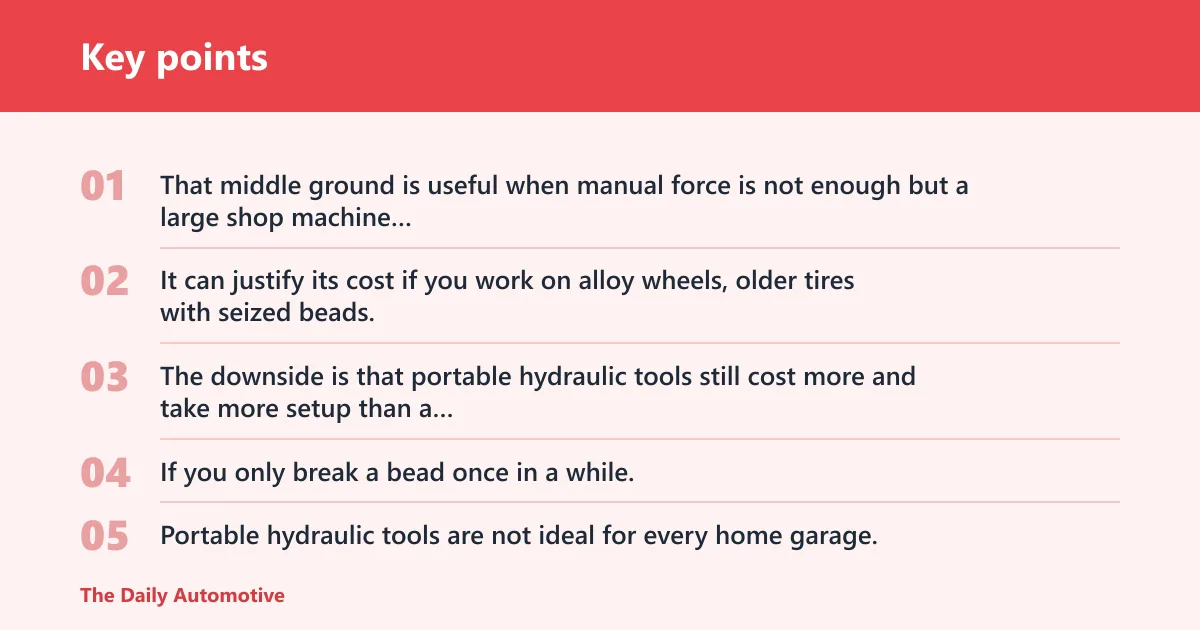 Key points: Portable hydraulic bead breaker: best for low-profile tires