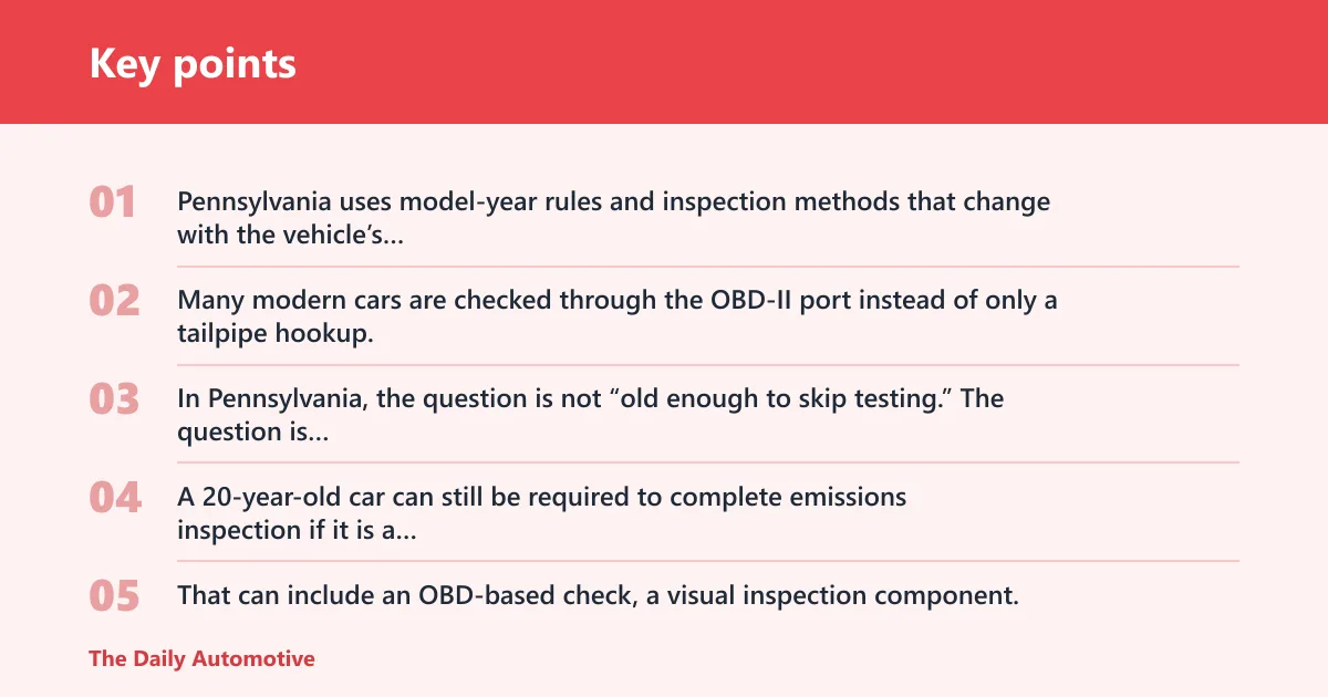 Key points: What year cars are exempt in Pennsylvania?