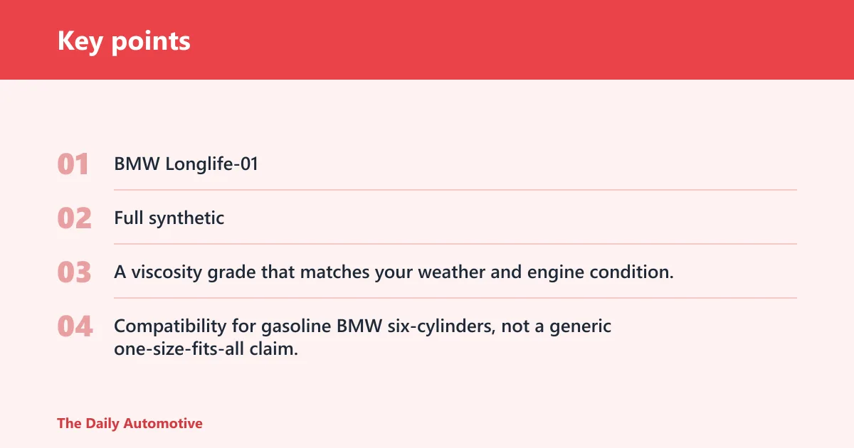 Key points: BMW 325i M54 oil cheat sheet