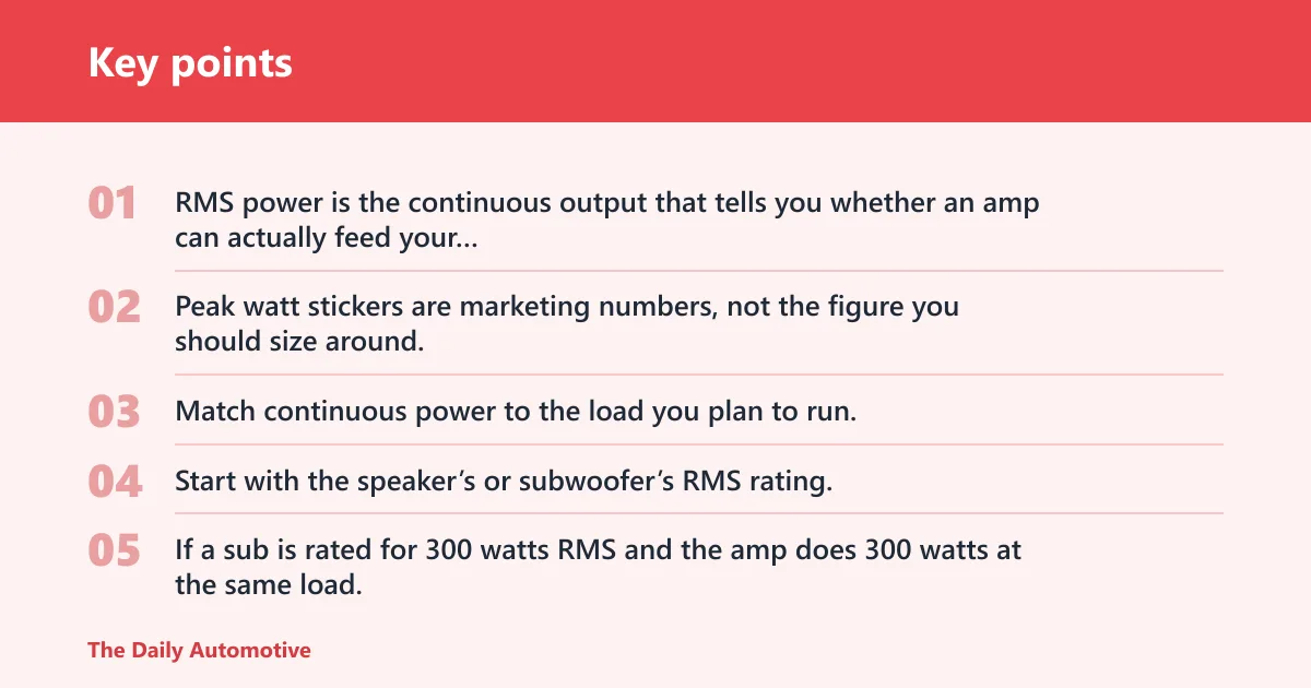 Key points: Why RMS power matters more than peak watts