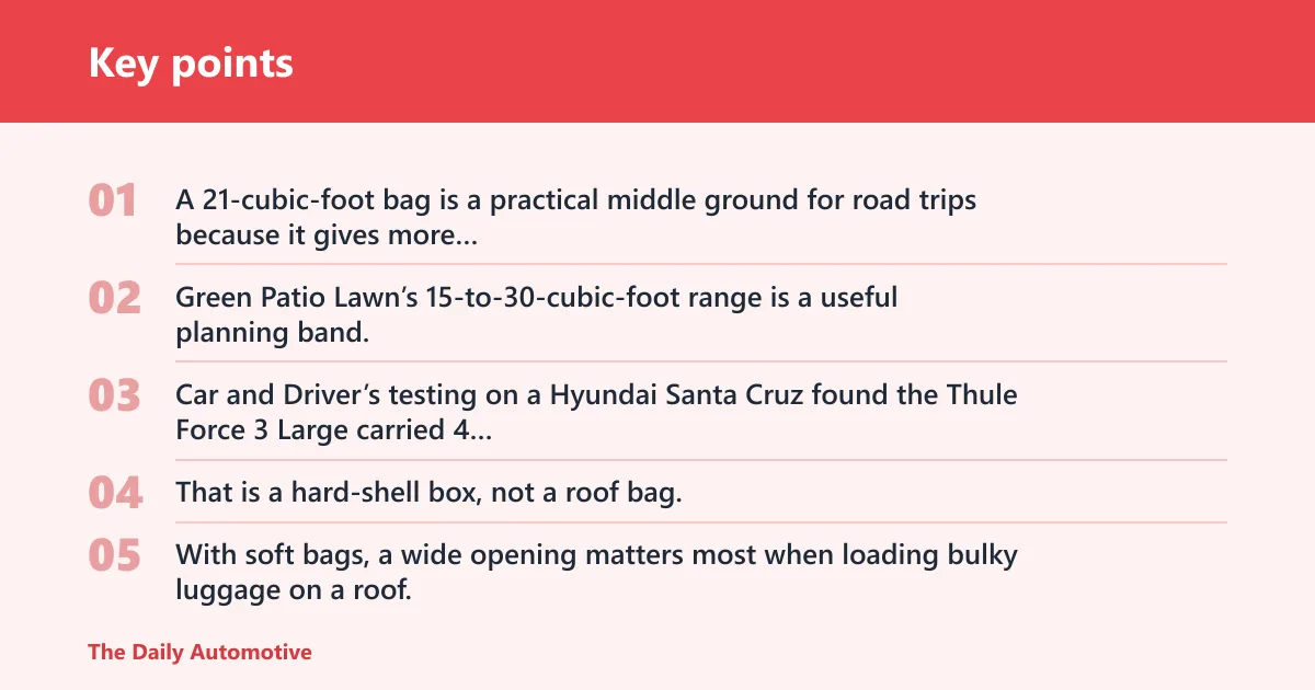 Key points: Best cargo bag for road trips?