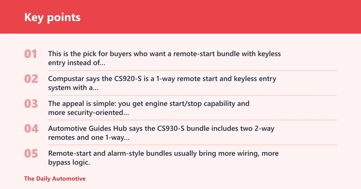 Key points: Compustar CS920-S: best for security and remote start