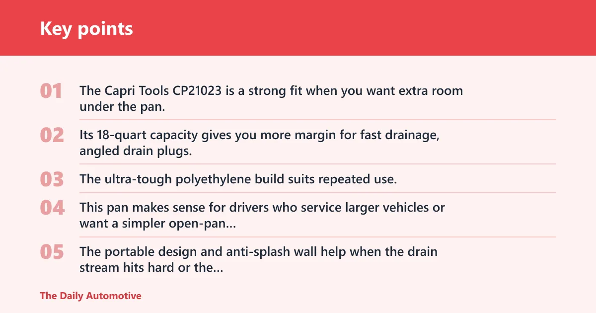 Key points: Capri Tools CP21023: best for larger-vehicle margin
