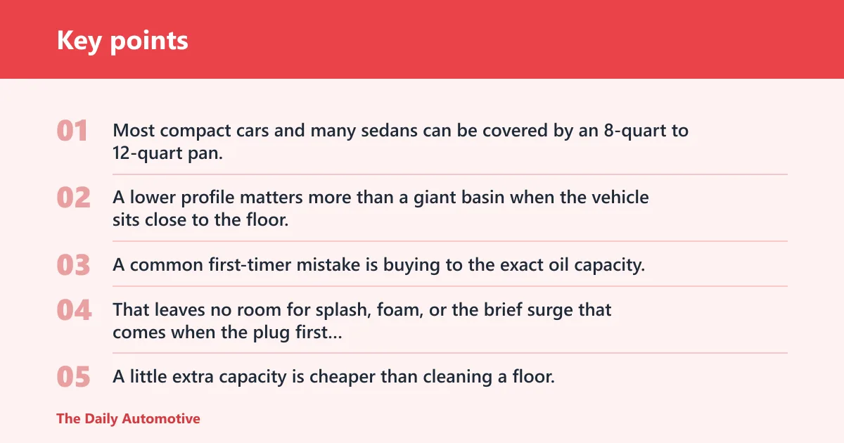 Key points: What size oil drain pan do you need?