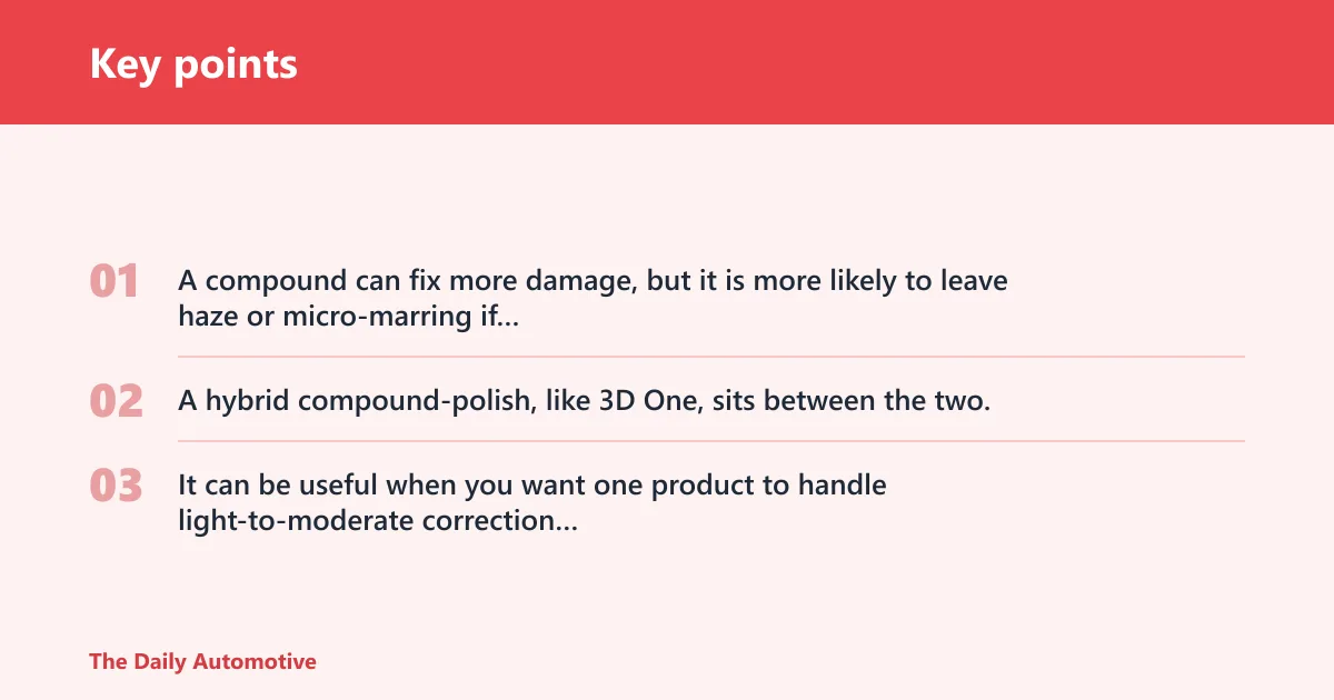 Key points: What is the difference between a compound and a swirl remover polish?