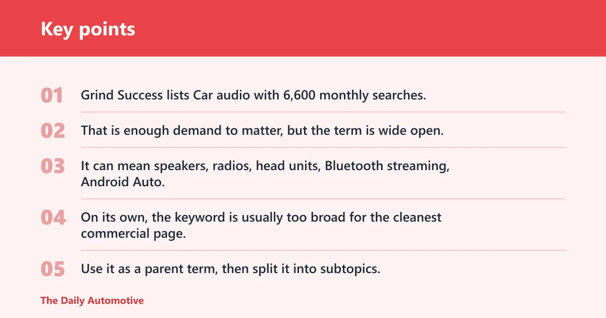Key points: How do car audio and GPS terms differ?
