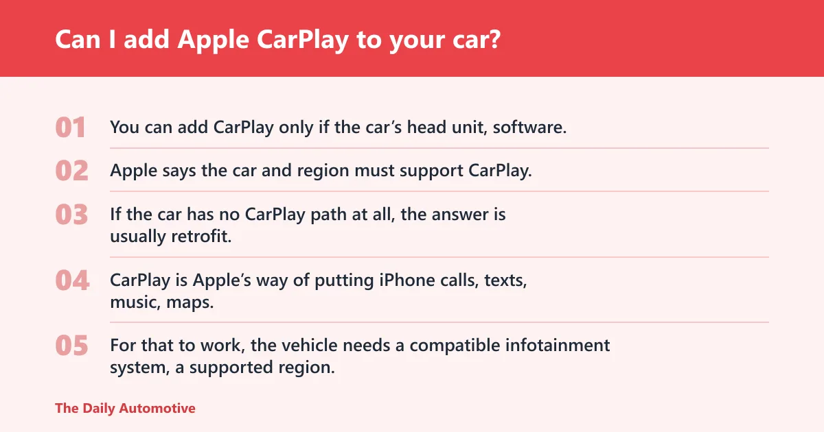 Steps: Can I add Apple CarPlay to your car?