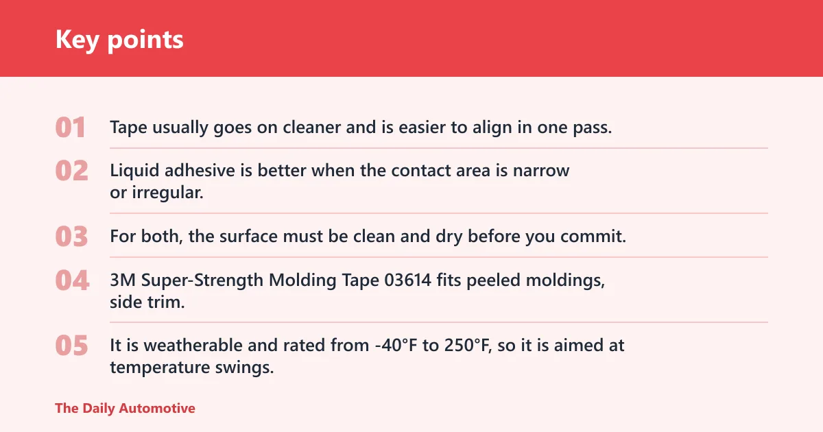 Key points: Should I use tape or glue for car trim?