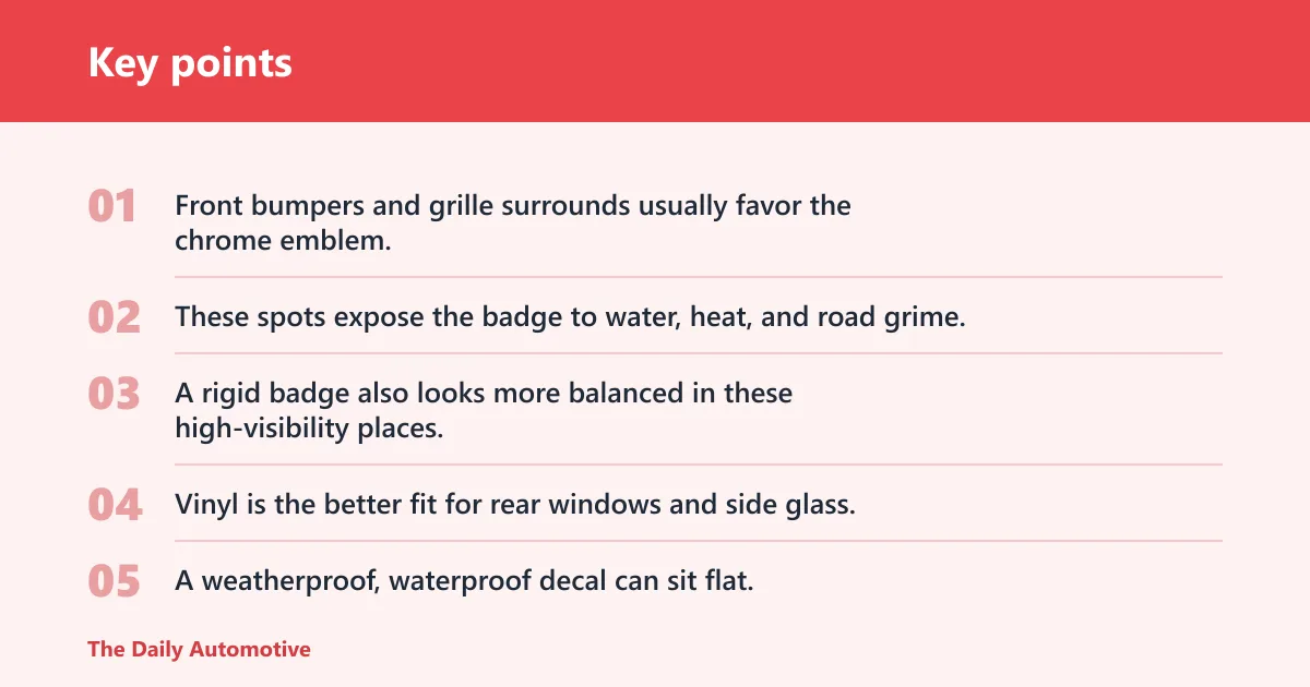 Key points: Where should each one go on a vehicle?