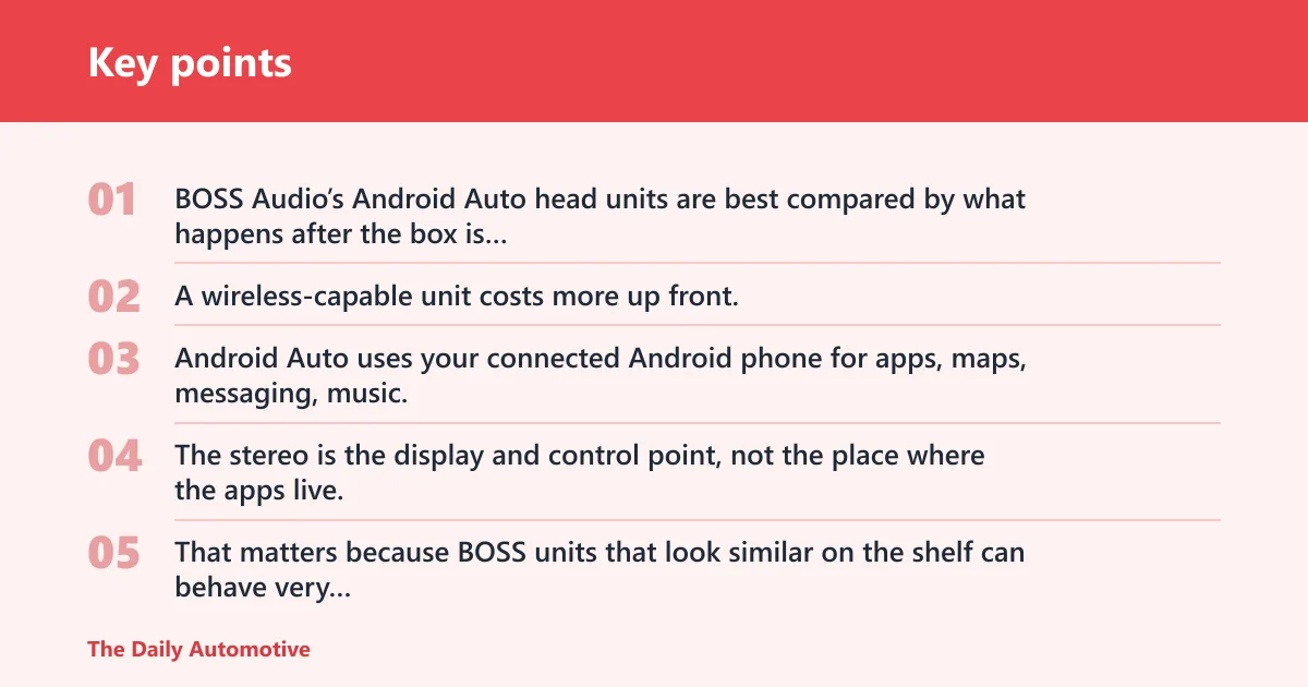 Key points: BOSS Audio Android Auto comparison