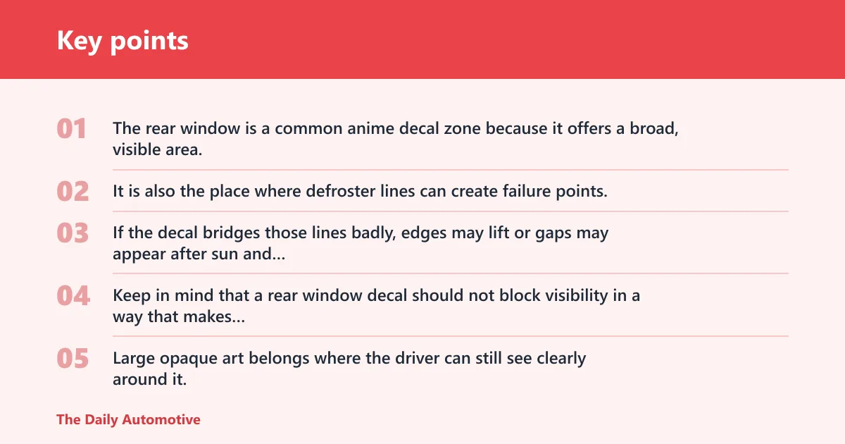 Key points: Where should you place anime decals?