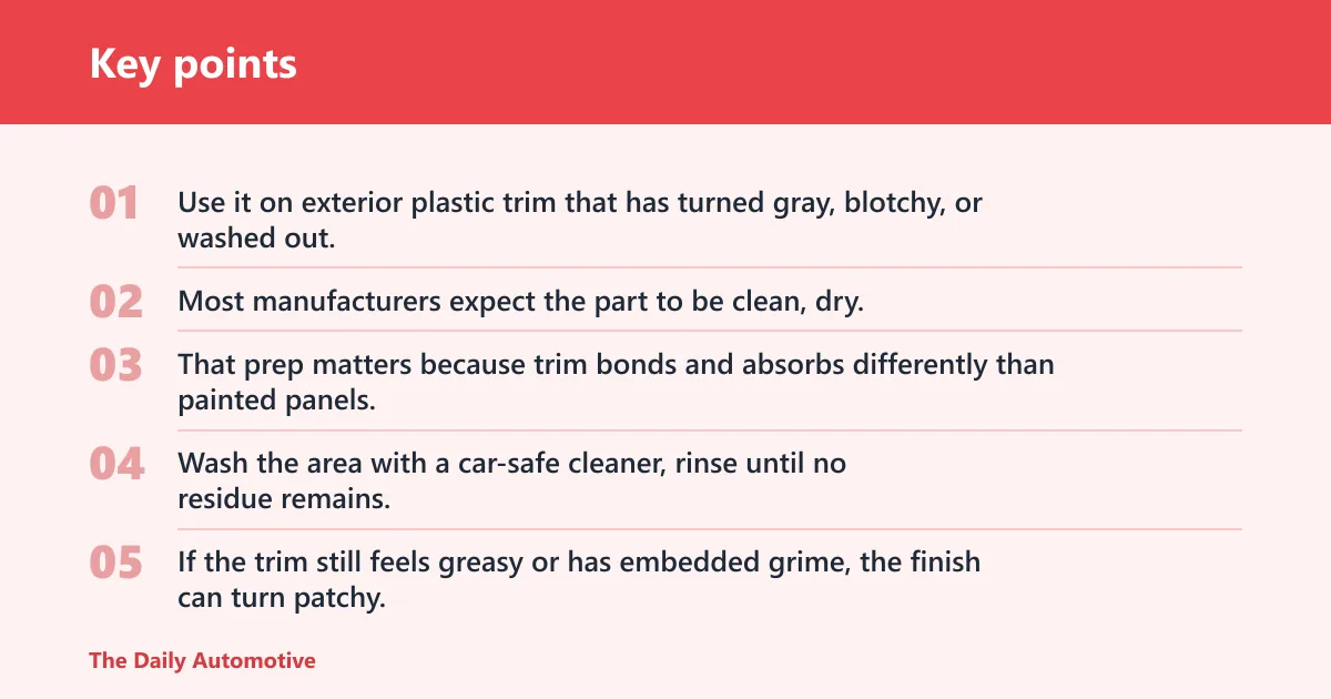 Key points: What Trim Restorer does on faded trim