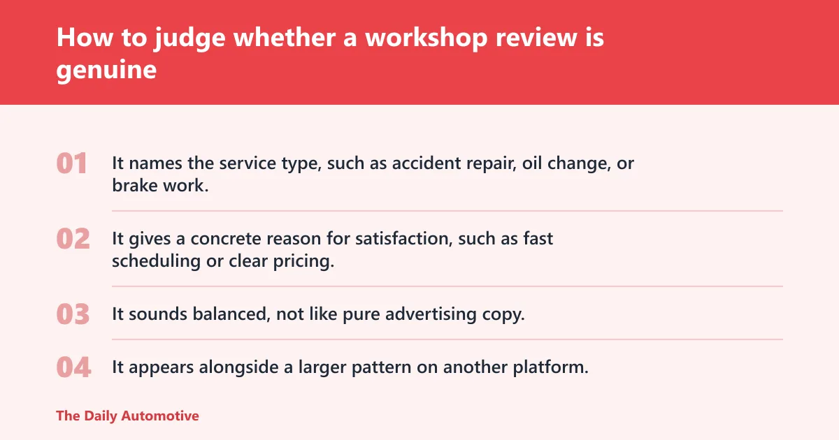 Steps: How to judge whether a workshop review is genuine