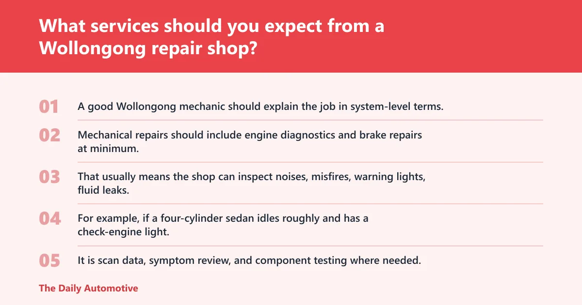 Steps: What services should you expect from a Wollongong repair shop?