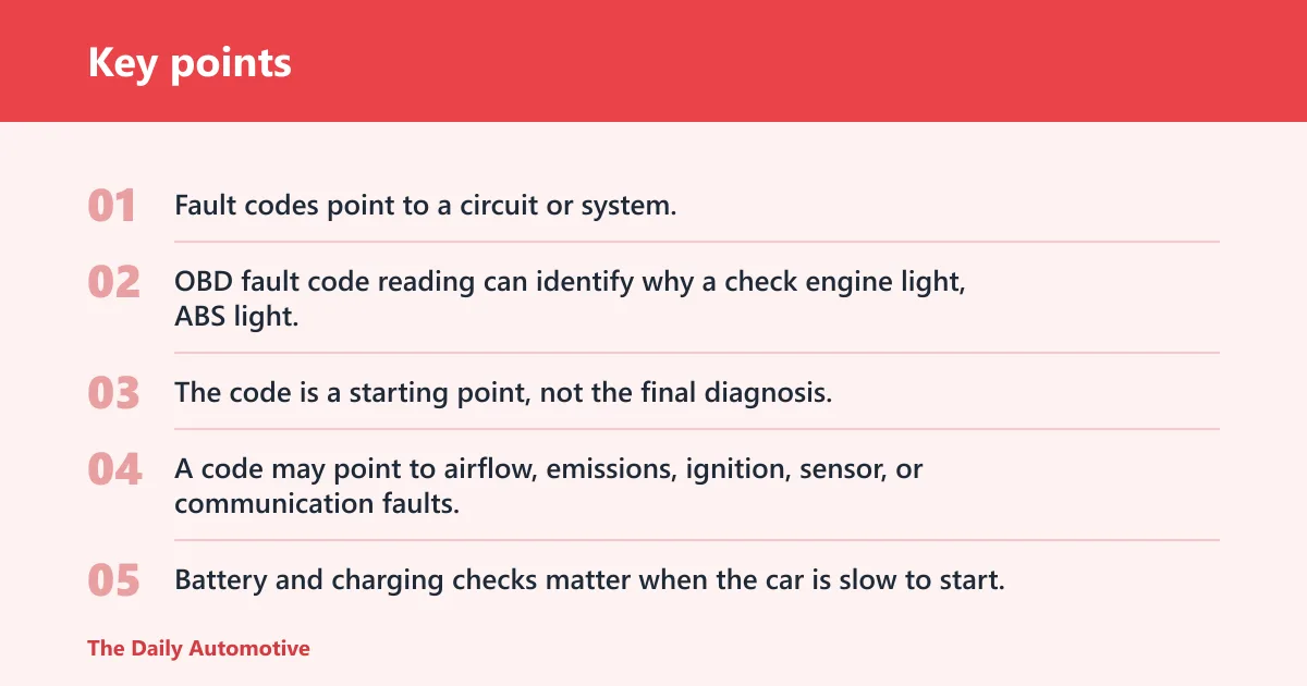 Key points: Vehicle diagnostics and warning lights