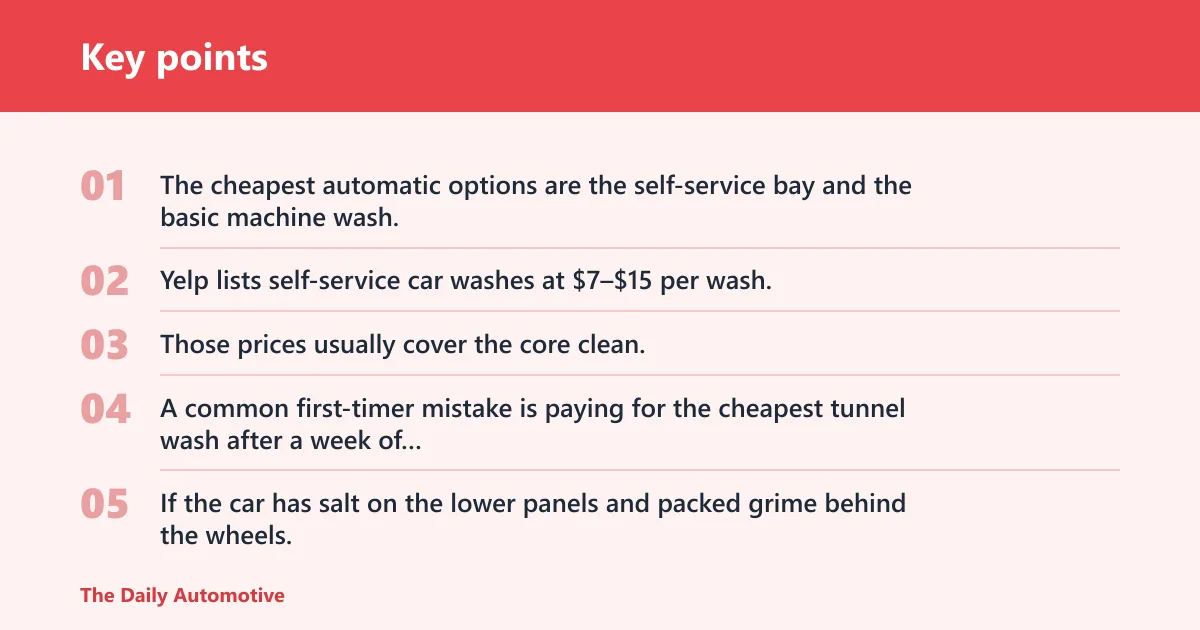 Key points: Automatic car wash price ladder