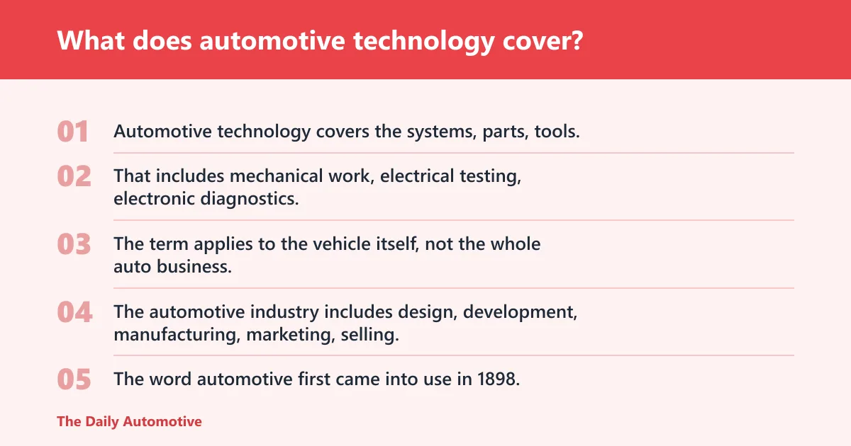 Steps: What does automotive technology cover?