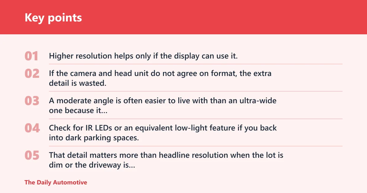 Key points: Image quality, angle, and night vision