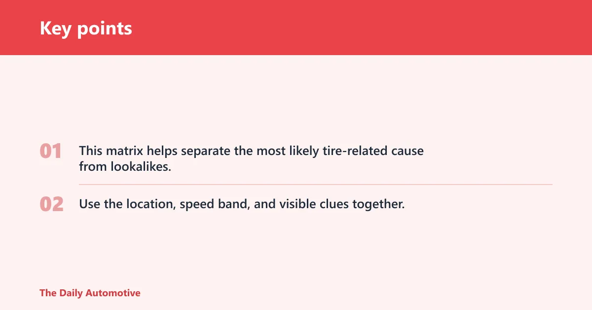 Key points: Tire shake matrix