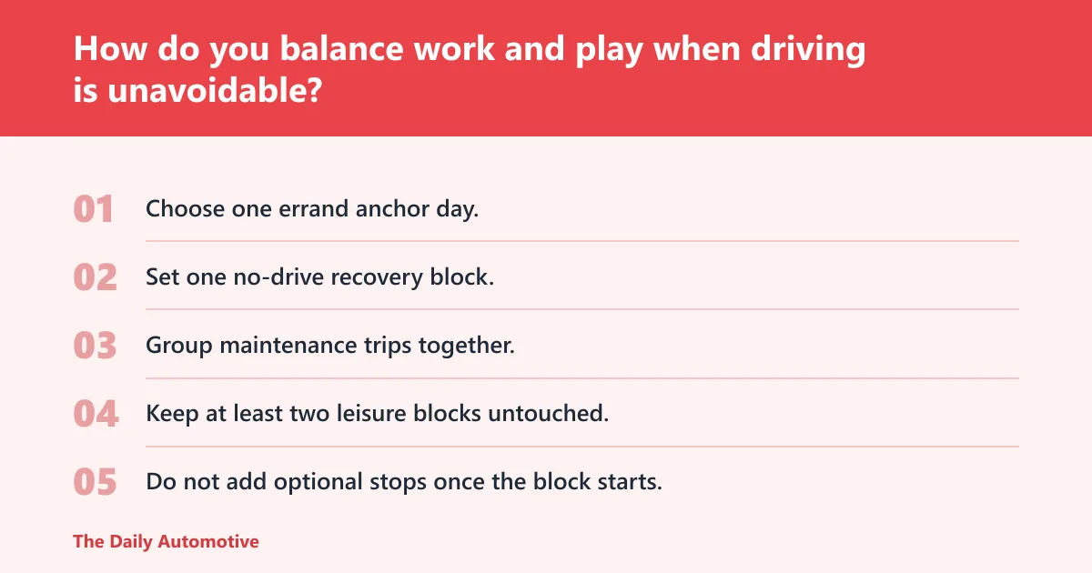 Steps: How do you balance work and play when driving is unavoidable?