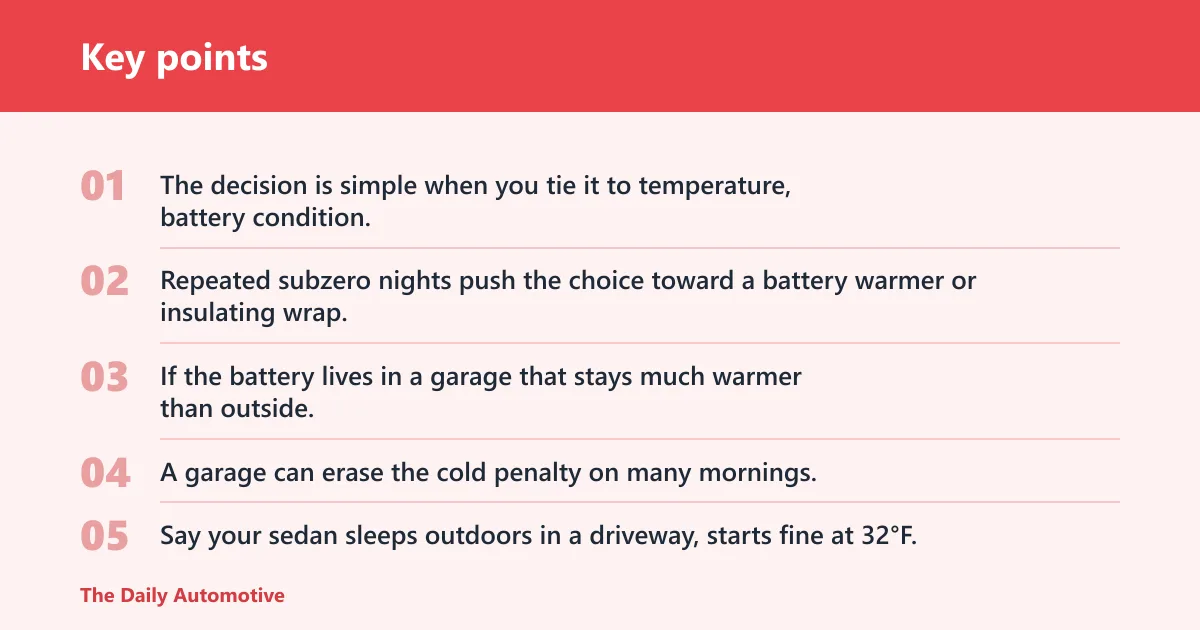 Key points: Winter battery decision table