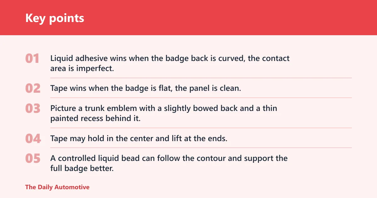 Key points: Emblem adhesive decision matrix