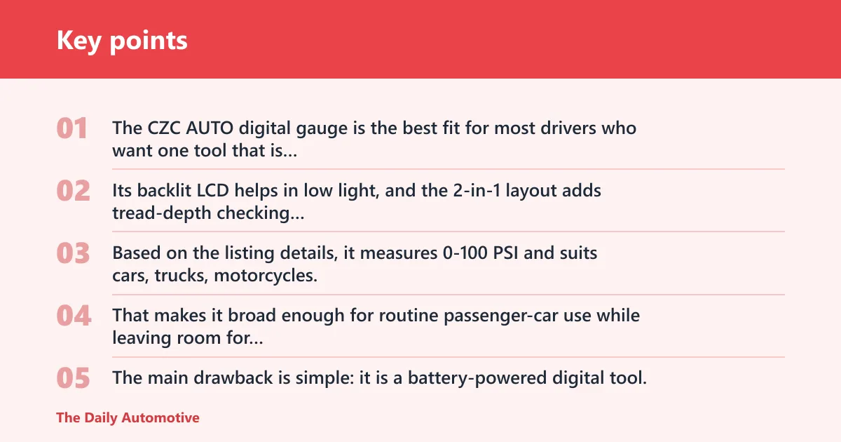 Key points: Digital tire gauge: best for daily drivers