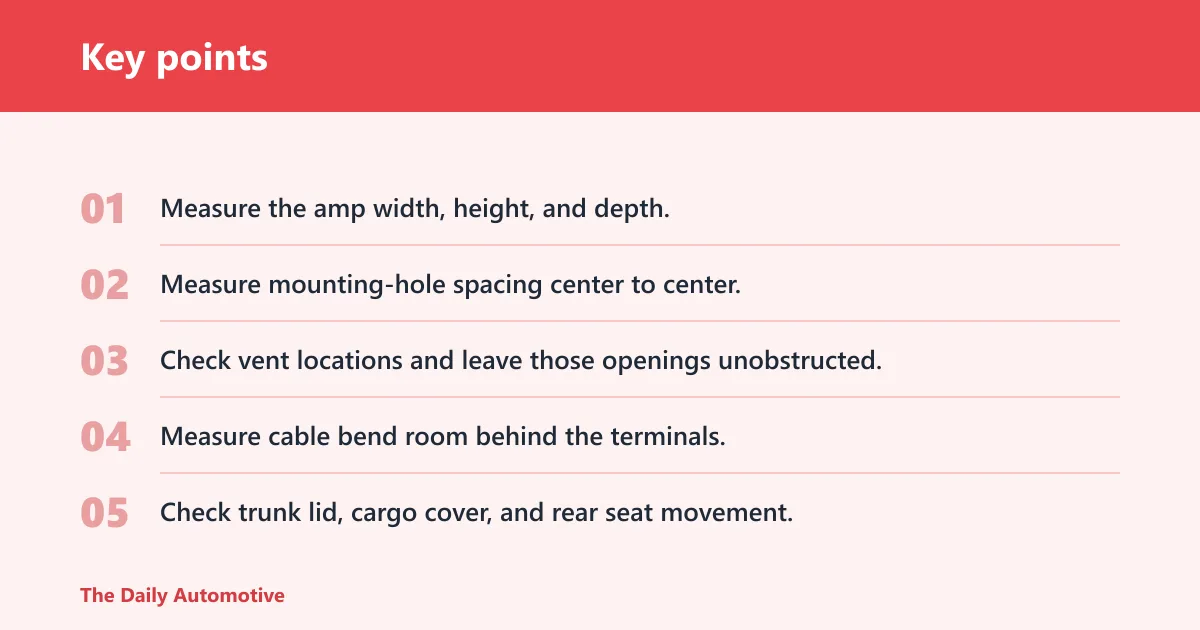 Key points: Amp rack fitment checklist