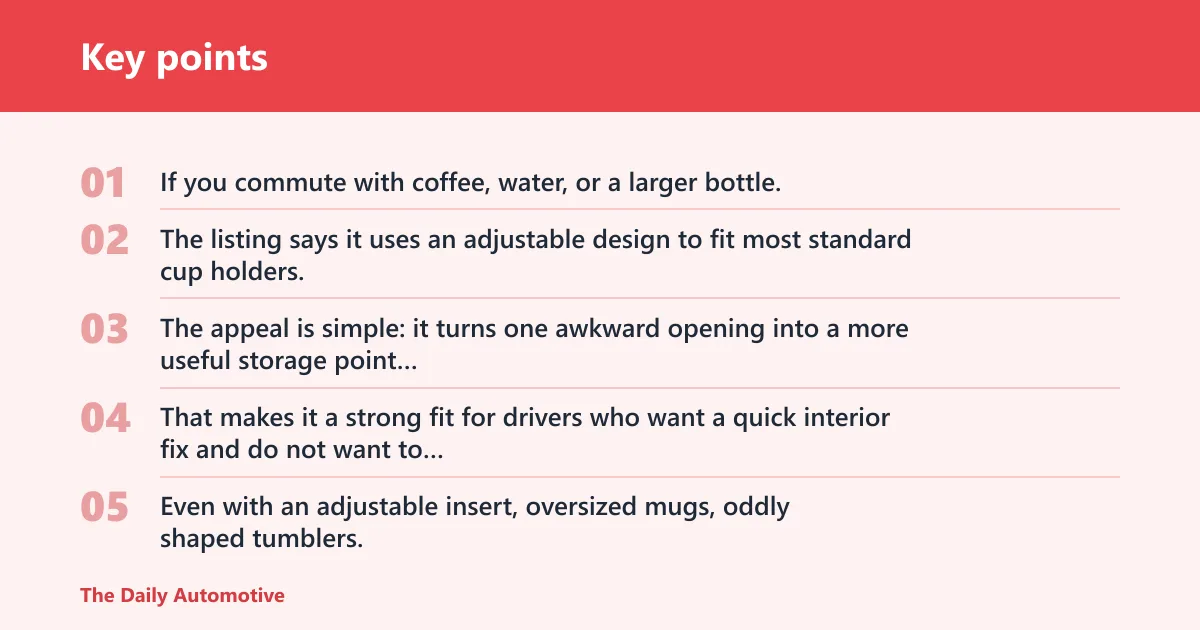 Key points: Audi cup holder expander: best for daily drinks